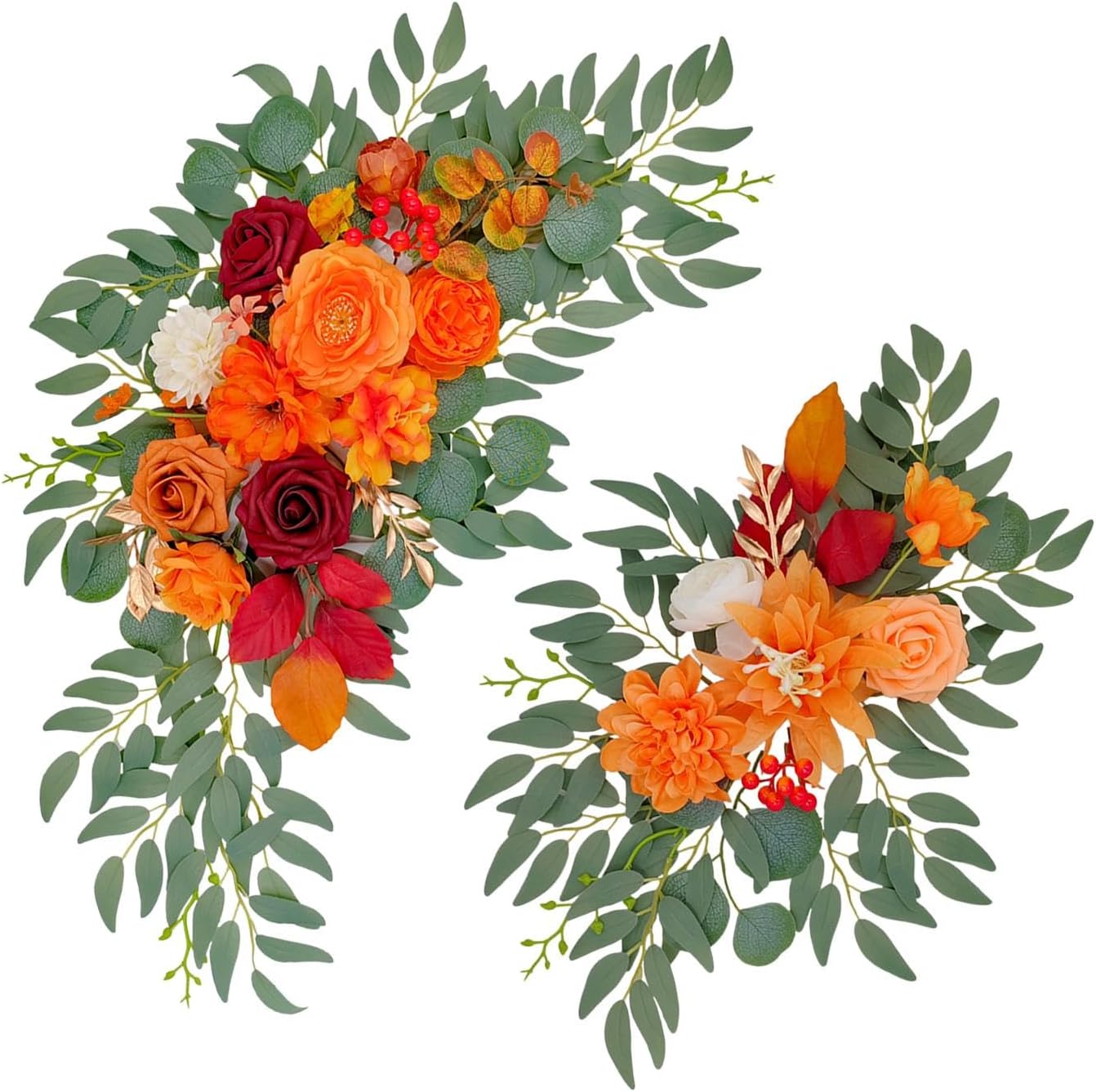 Menolana 2X Artificial Orange Floral Swag Wedding Arch Decor