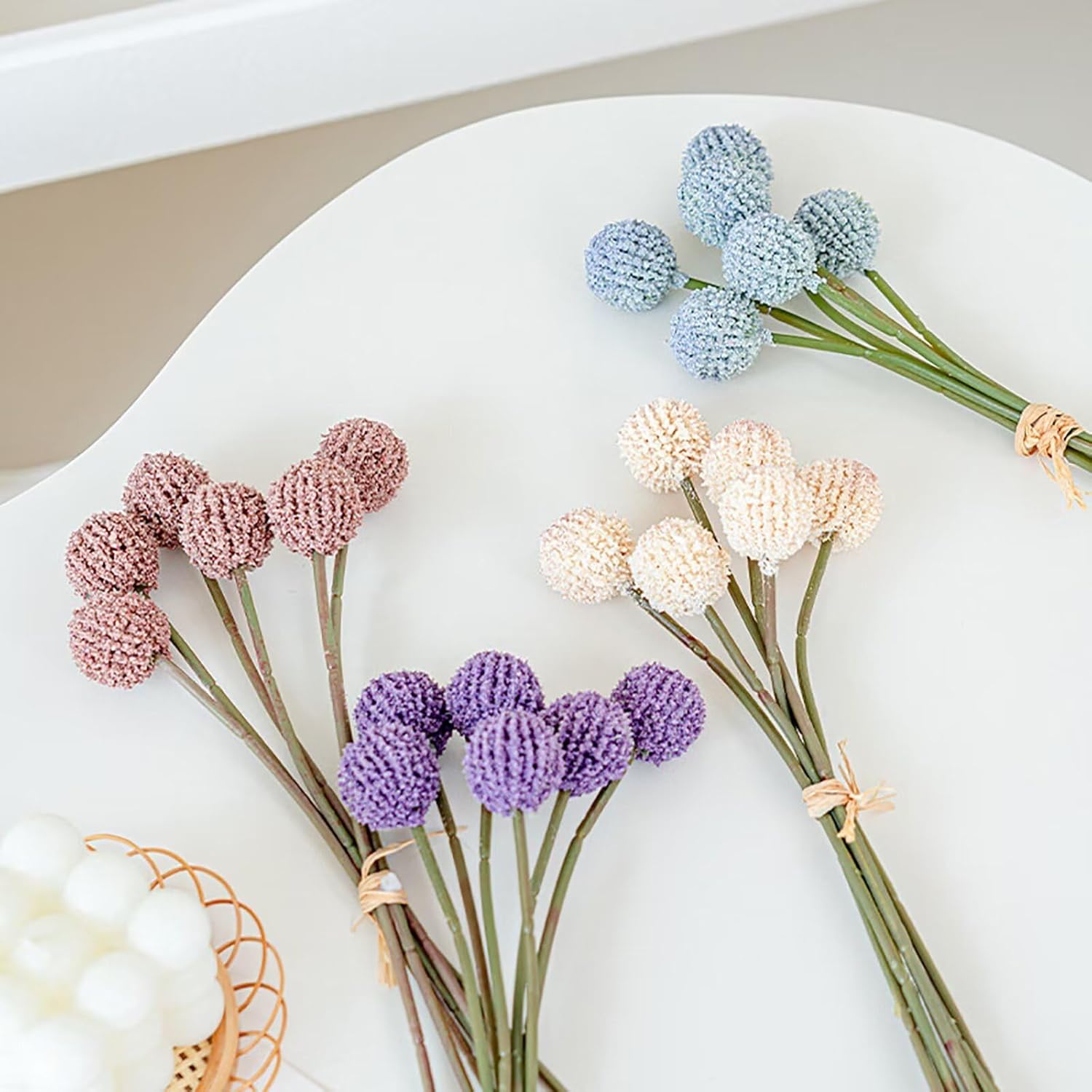 Lovmeety Dusty Blue Billy Balls Artificial Flowers 12 Pcs Set