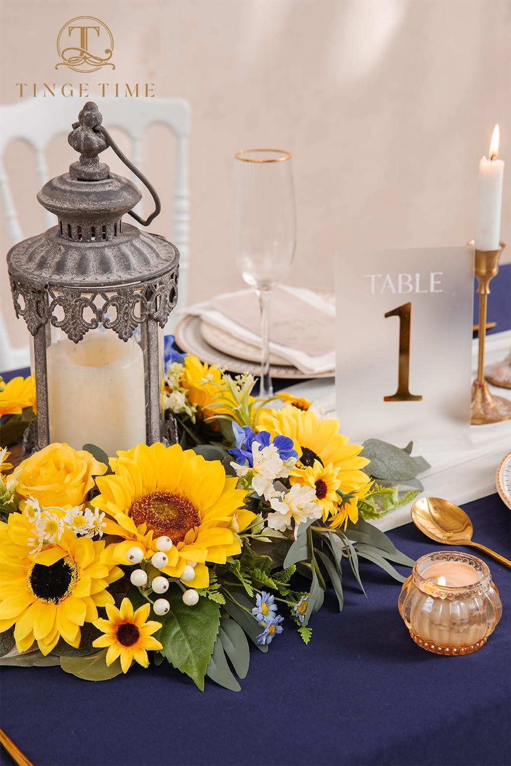TINGE TIME Artificial Flowers Candle Rings 15 Inch