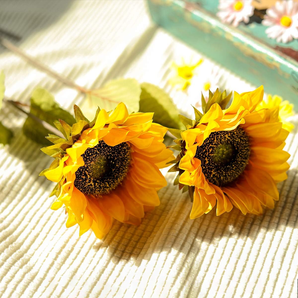 Hawesome Artificial Sunflowers Bouquet 7 Pcs Gold