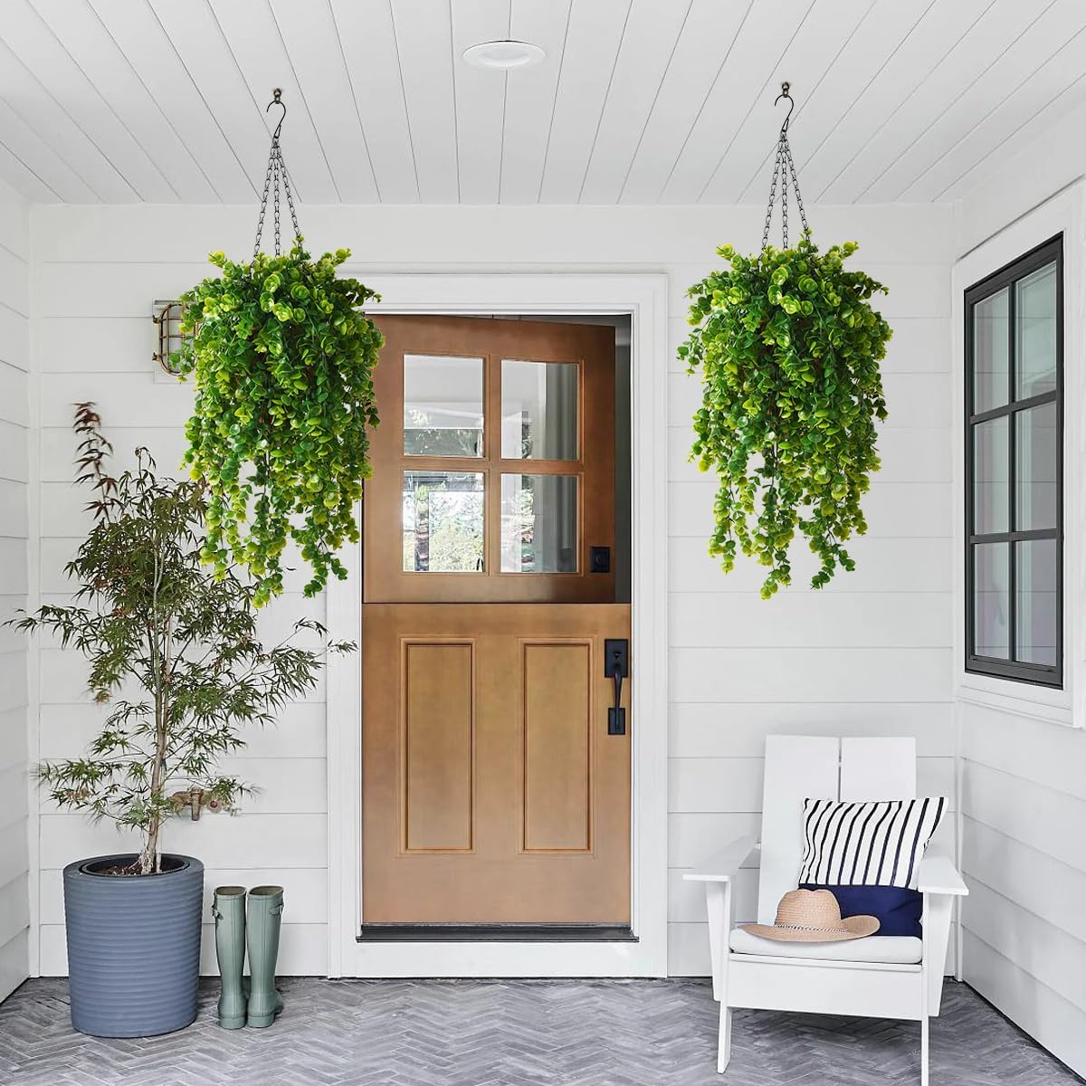 ZFProcess Artificial Hanging Plants Basket for Outdoor Decoration