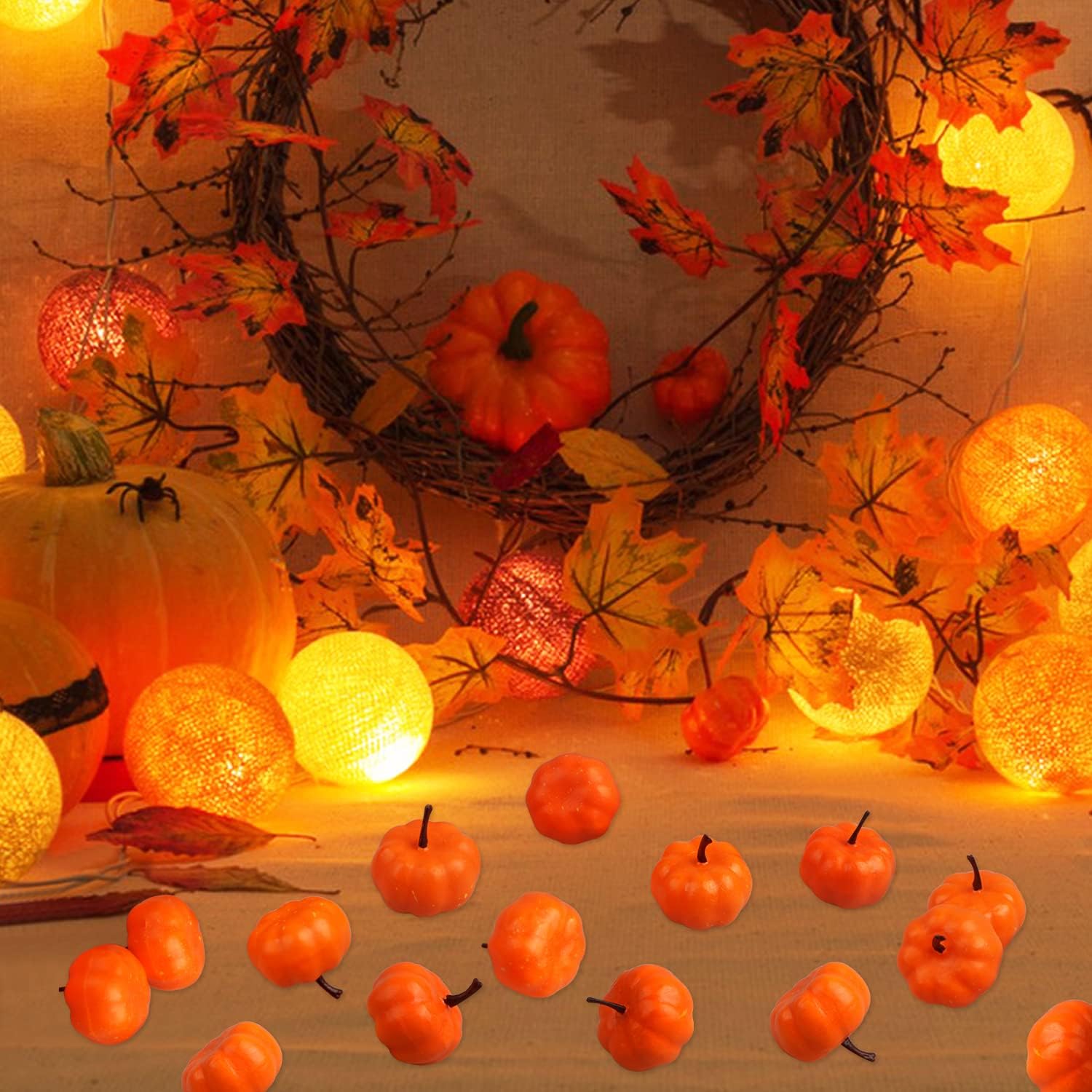 20Pcs Mini Artificial Pumpkins Realistic Fall Decorations