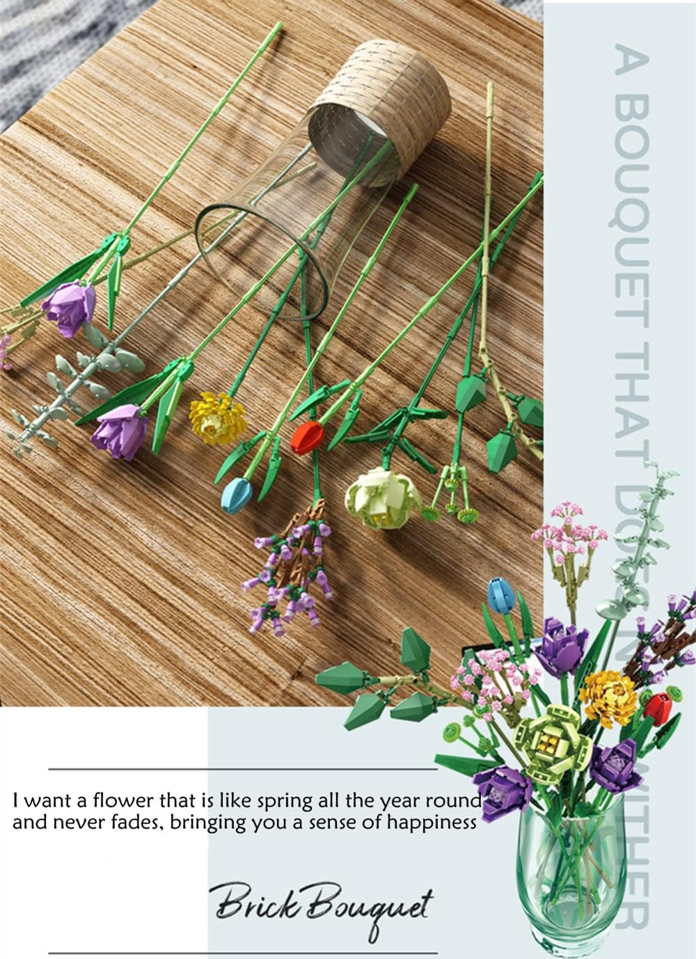 Home Decor Artificial Flowers Bouquet Building Set