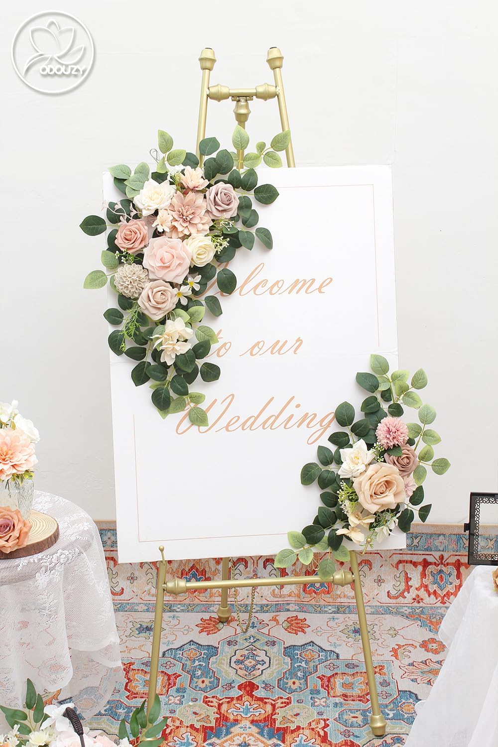 Odouzy Pack of 2 Pink Artificial Wedding Arch Flowers