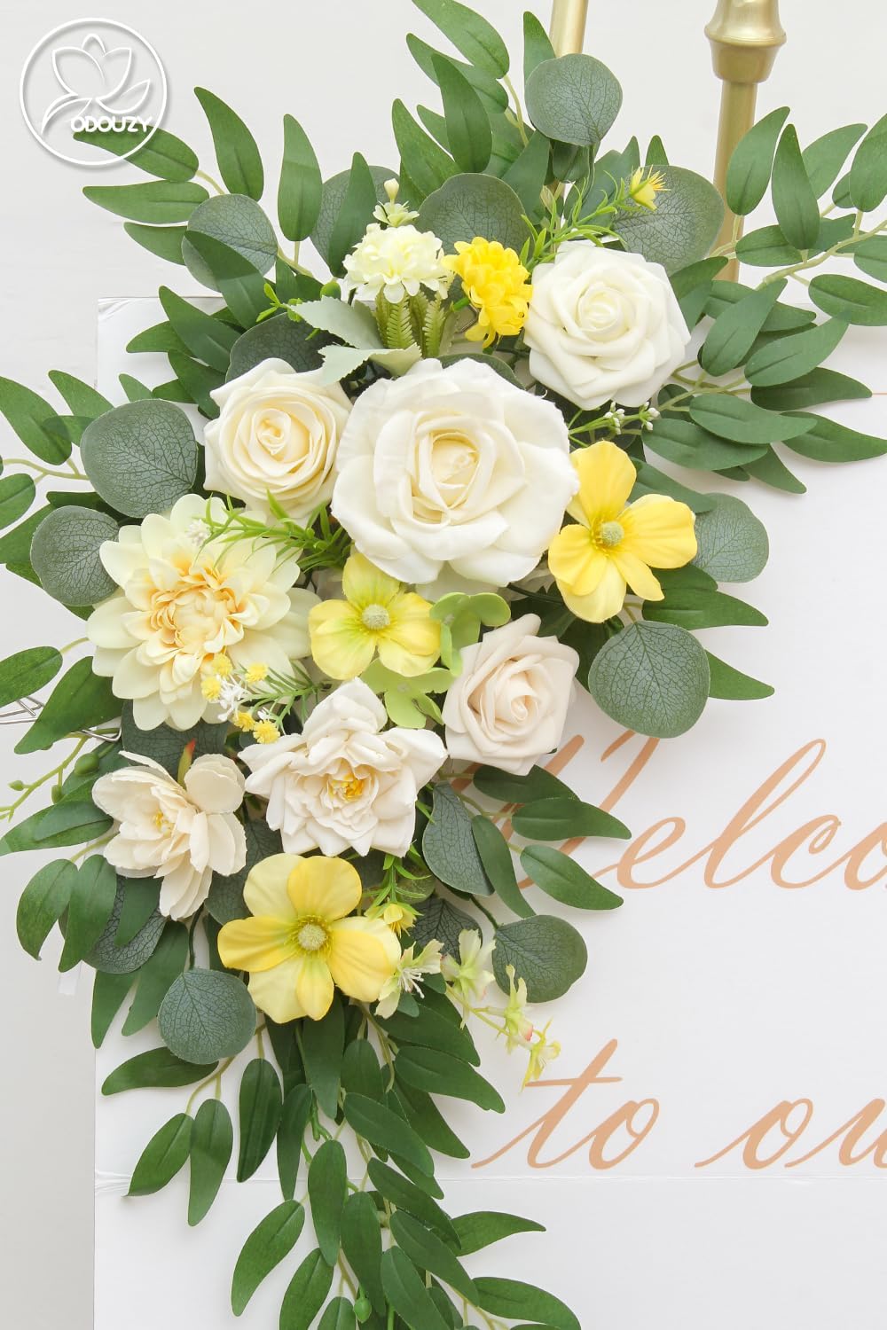 Pack of 2 Yellow Artificial Wedding Arch Flowers Reusable Decorations