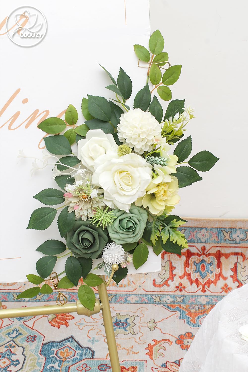 Pack of 2 Artificial Wedding Arches with Silk Flowers and Zipper Ties