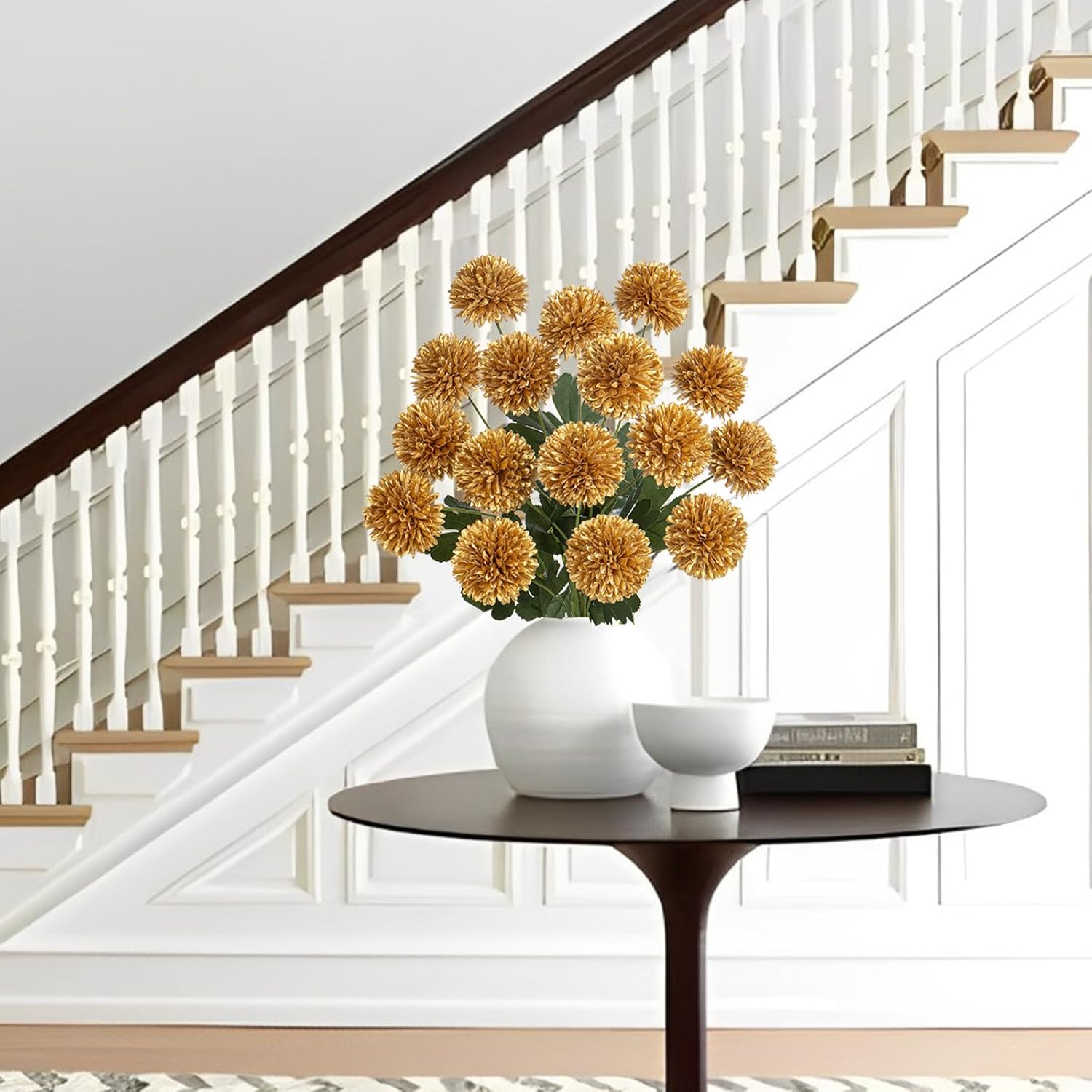 DILATATA 23 Inch Tall Chrysanthemum Artificial Flowers 4 Pack