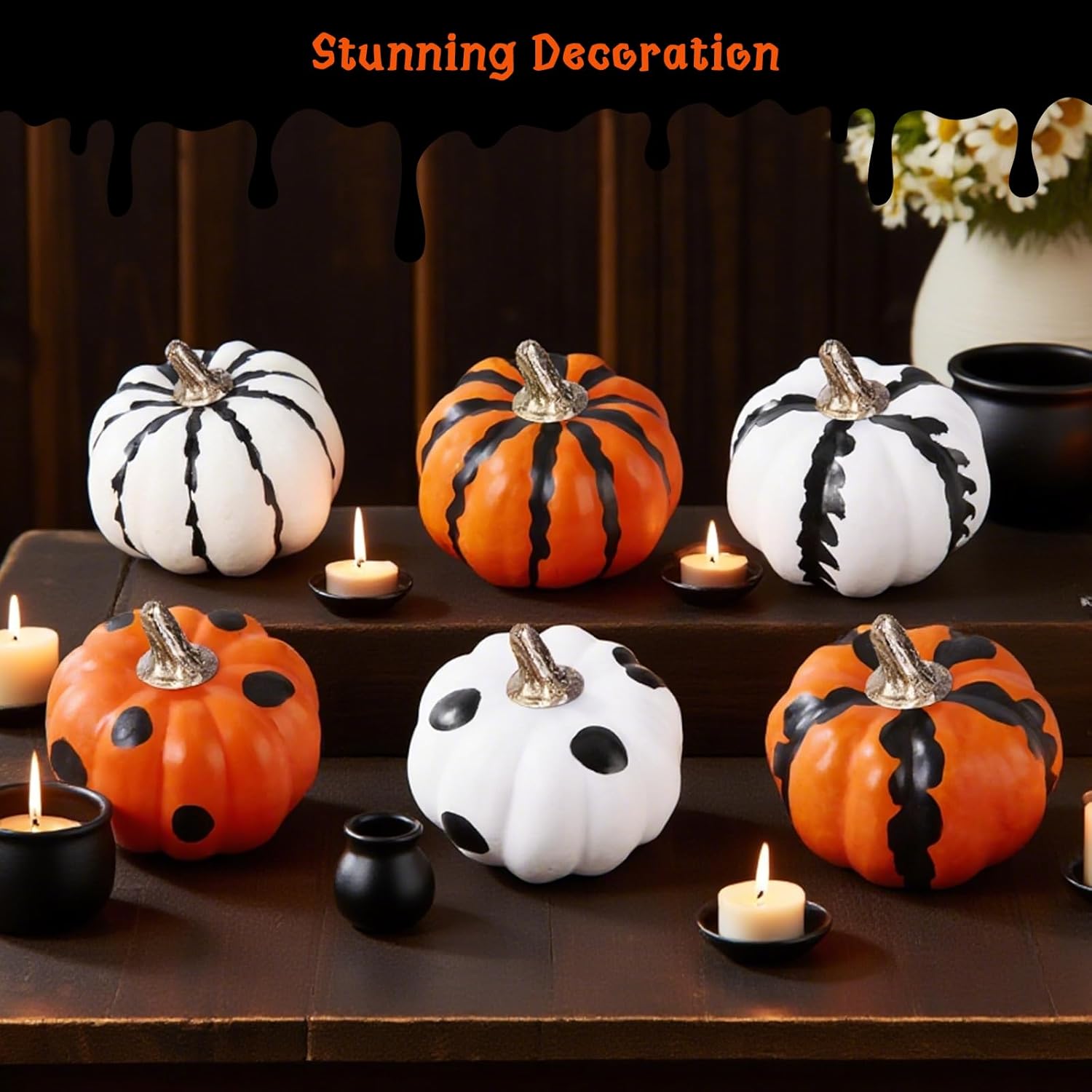 LuckyEra Fall Decor 6Pcs Realistic Foam Pumpkins