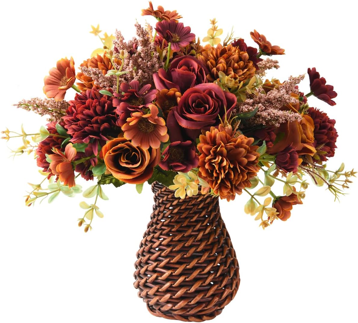 INQCMY Artificial Flowers with Vase for Decor
