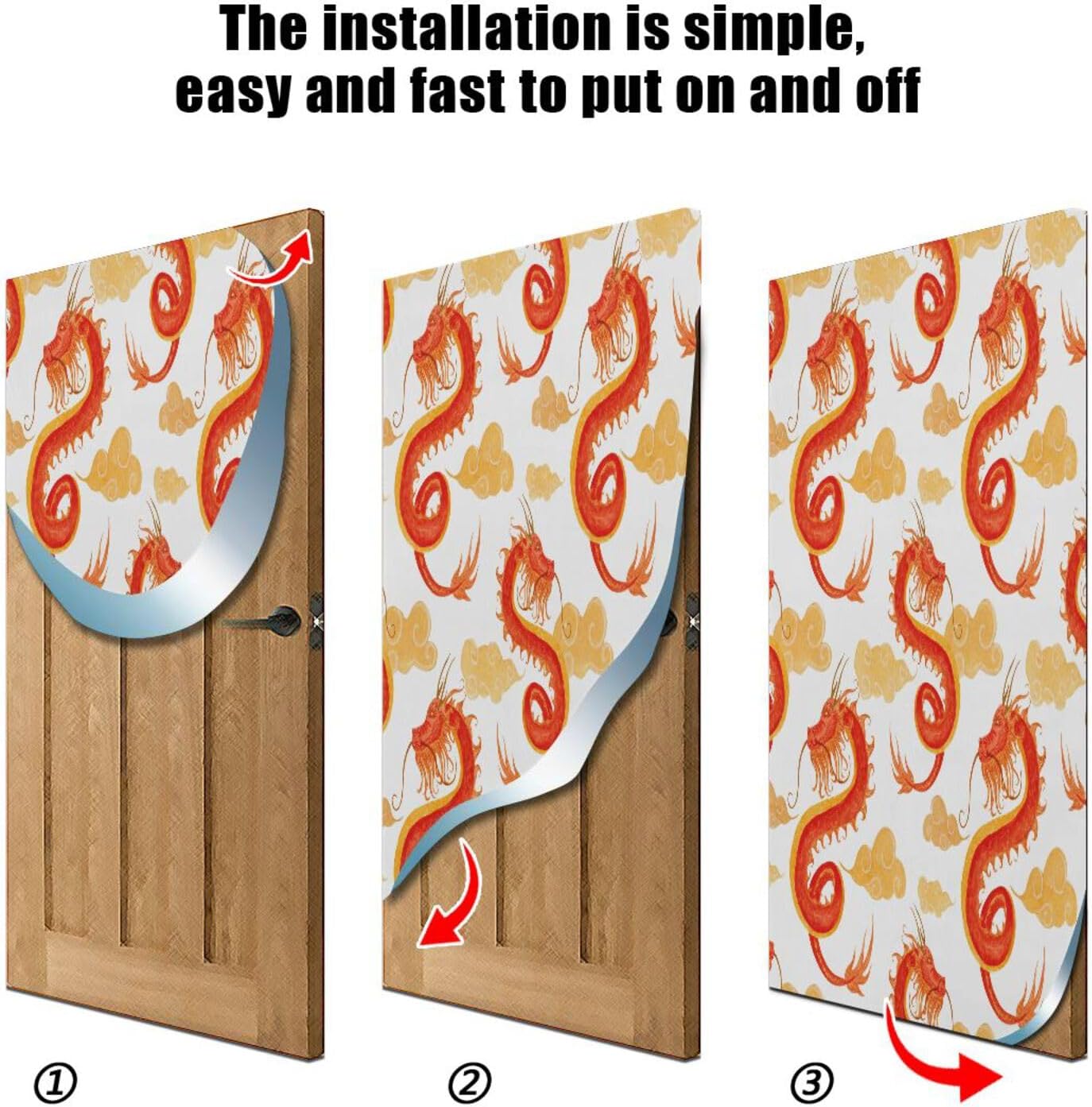 Susiyo Red Chinese Dragon Halloween Door Cover