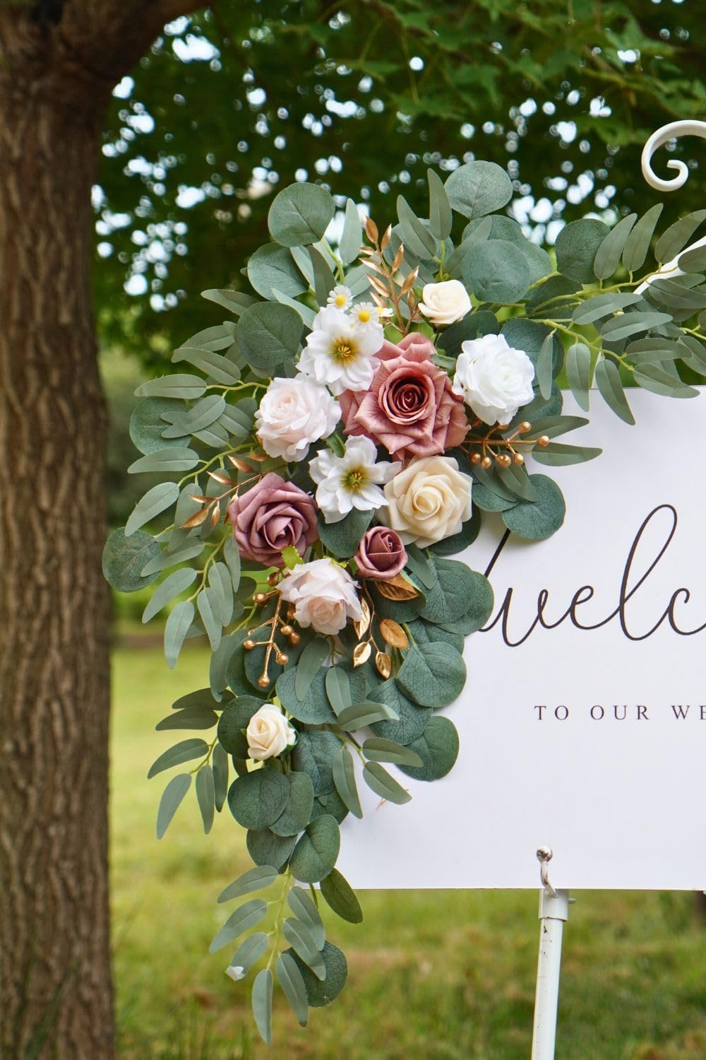 Muhanjia Wedding Sign Faux Flower Swag Pack of 2 1