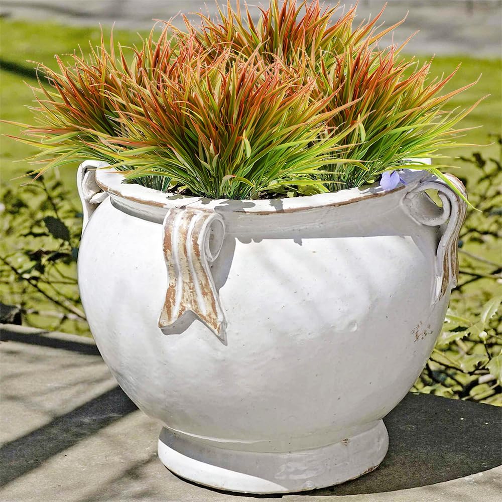 SzJias Artificial Grass Plants for Home Garden 12 Pcs UV Resistant