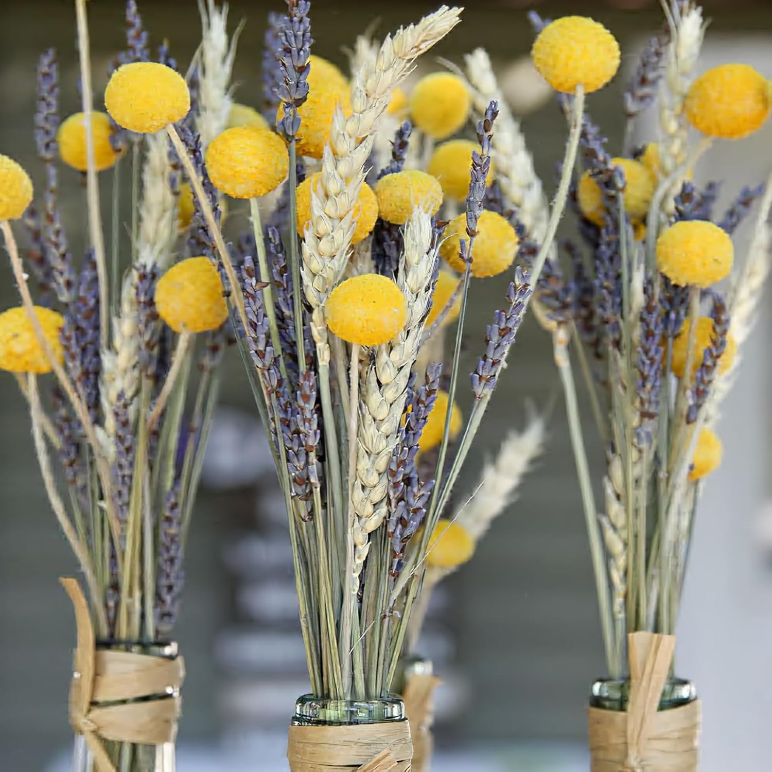 CISDUEO Natural Dried Flower Bouquet with Wheat Stalks and Lavender