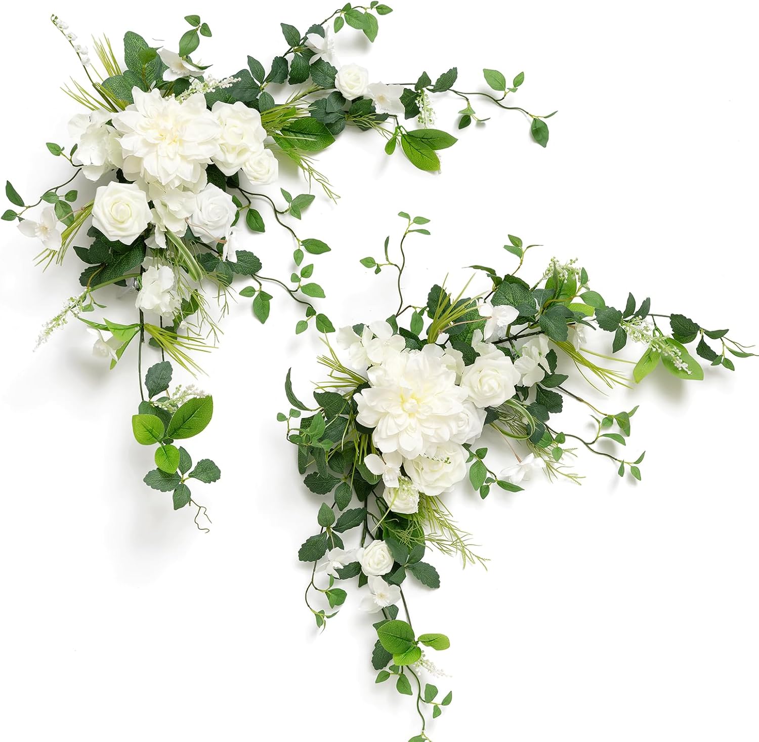 Lings Moment 2PCS White Sage Arch Flowers Artificial Floral Swags Wedding Centerpieces