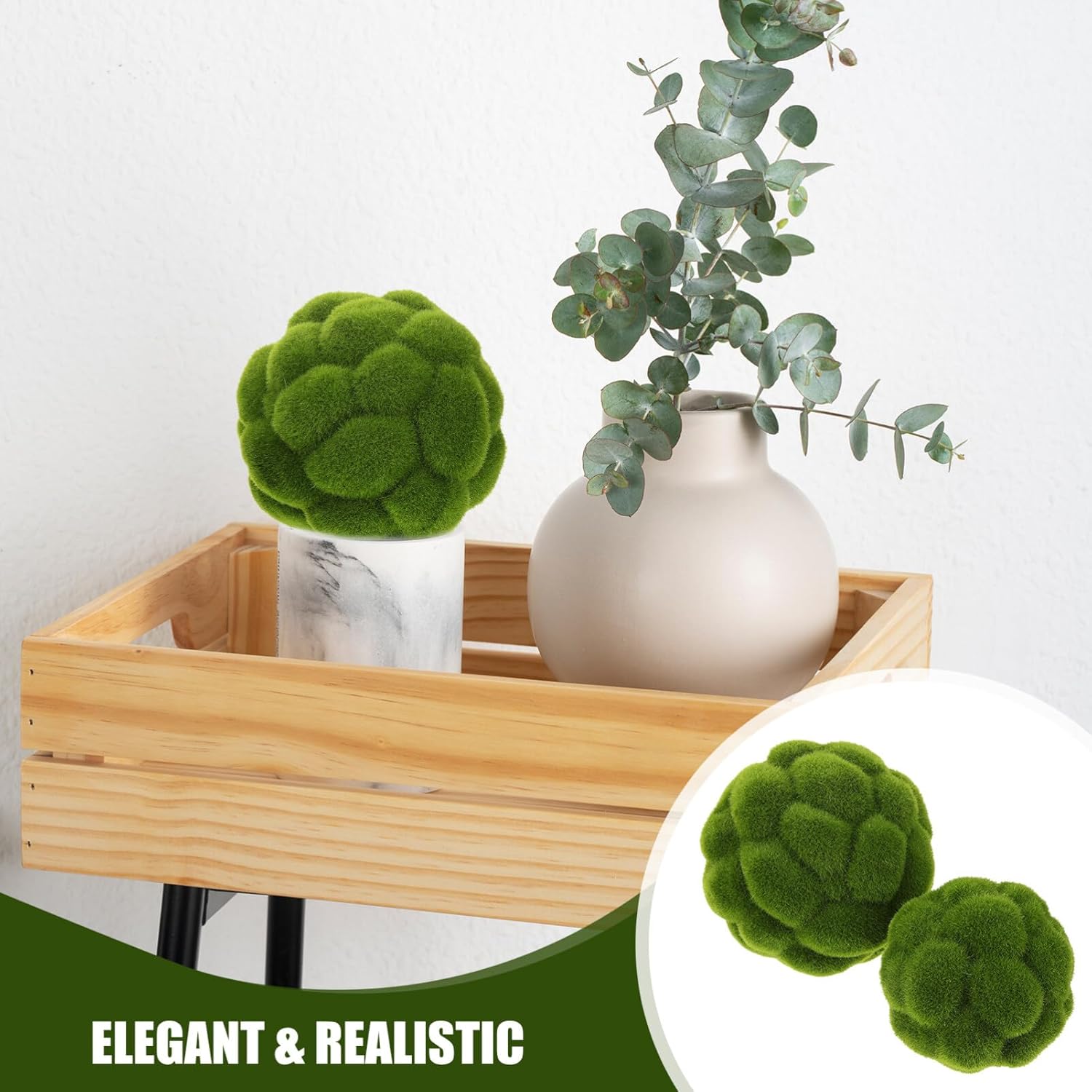 STOBAZA 4pcs Artificial Green Moss Balls for Decor