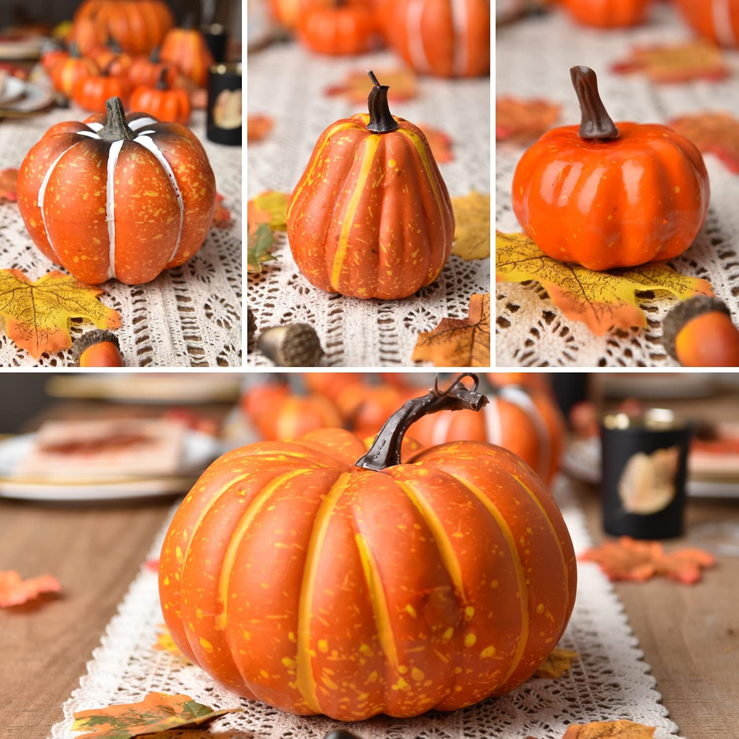 DearHouse 12Pcs Artificial Pumpkin Set for Autumn Decor
