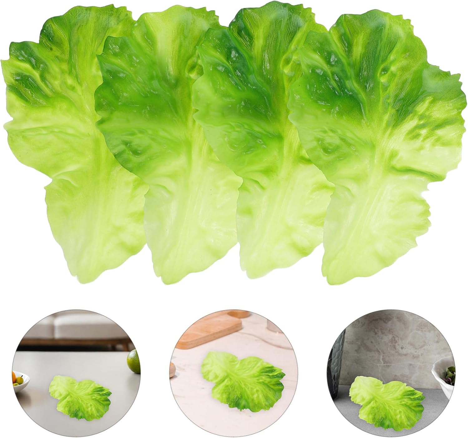 Cabilock 4pcs Realistic Decorative Fake Lettuce Leaves