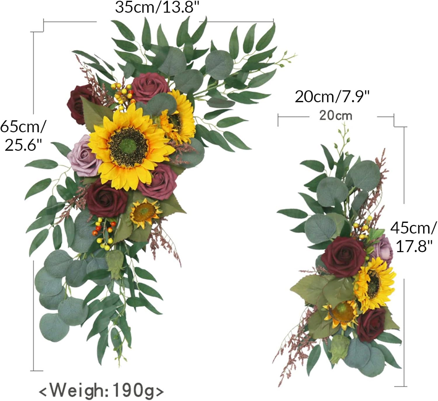 AMLESO Artificial Wedding Arch Flowers Kit 2pcs