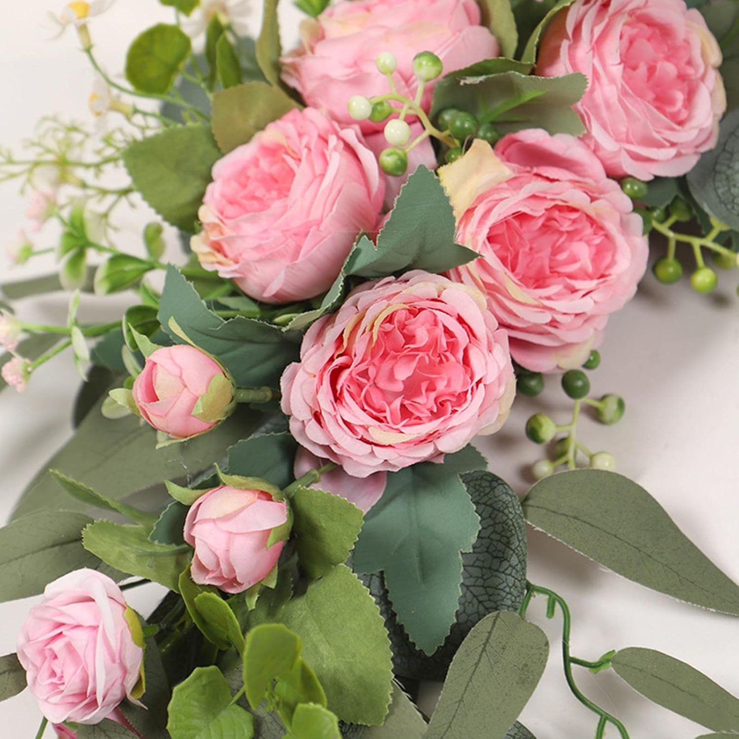 Almencla Artificial Peony Wedding Arch Flowers 2Pcs Pink