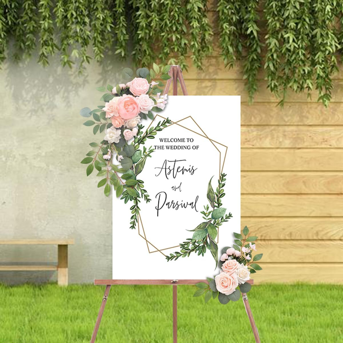 JOYWU 2 Pack Wedding Arch Faux Flowers Pink