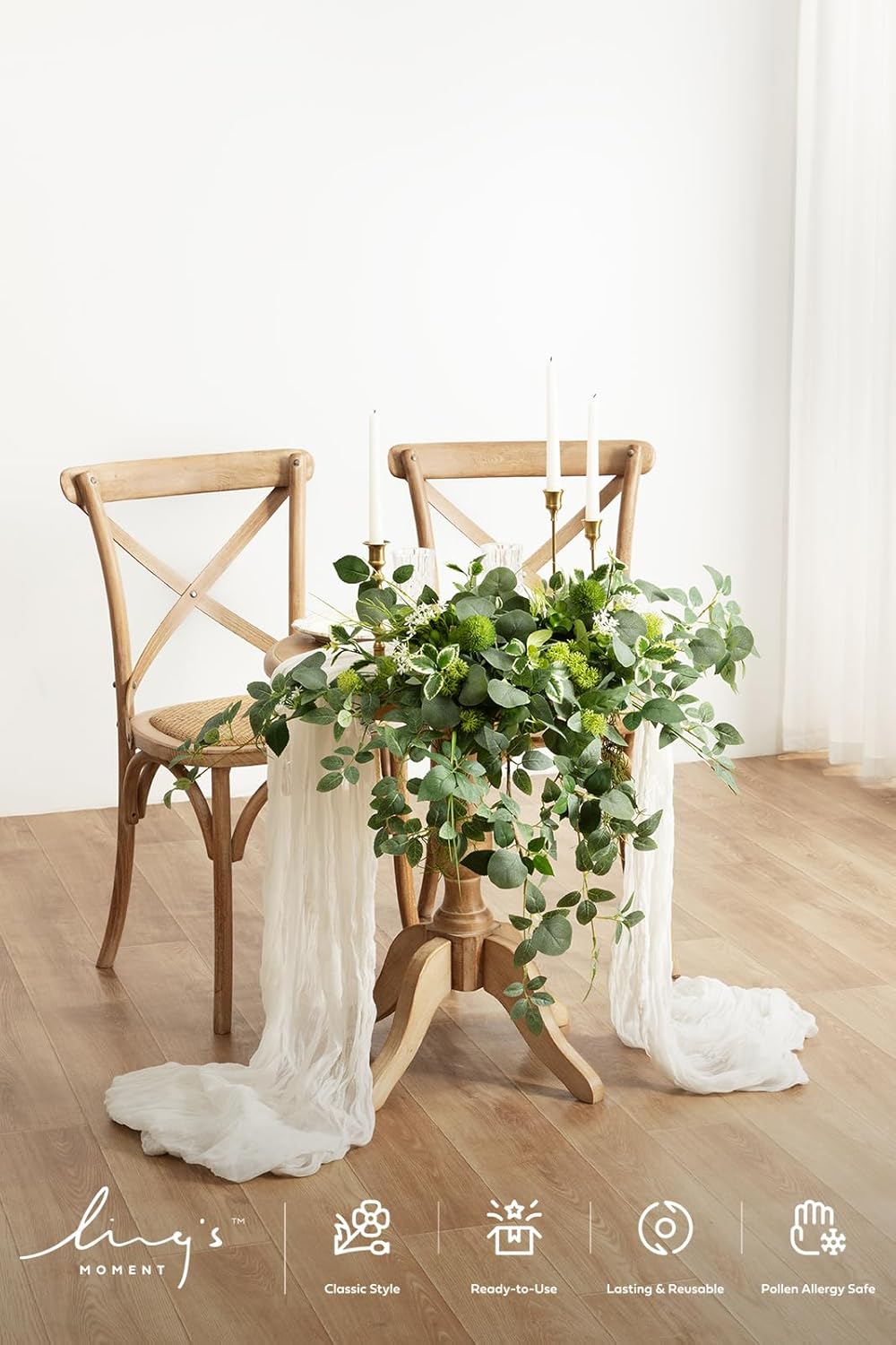 Lings Moment 2PCS Artificial Flower Garland for Wedding Decor