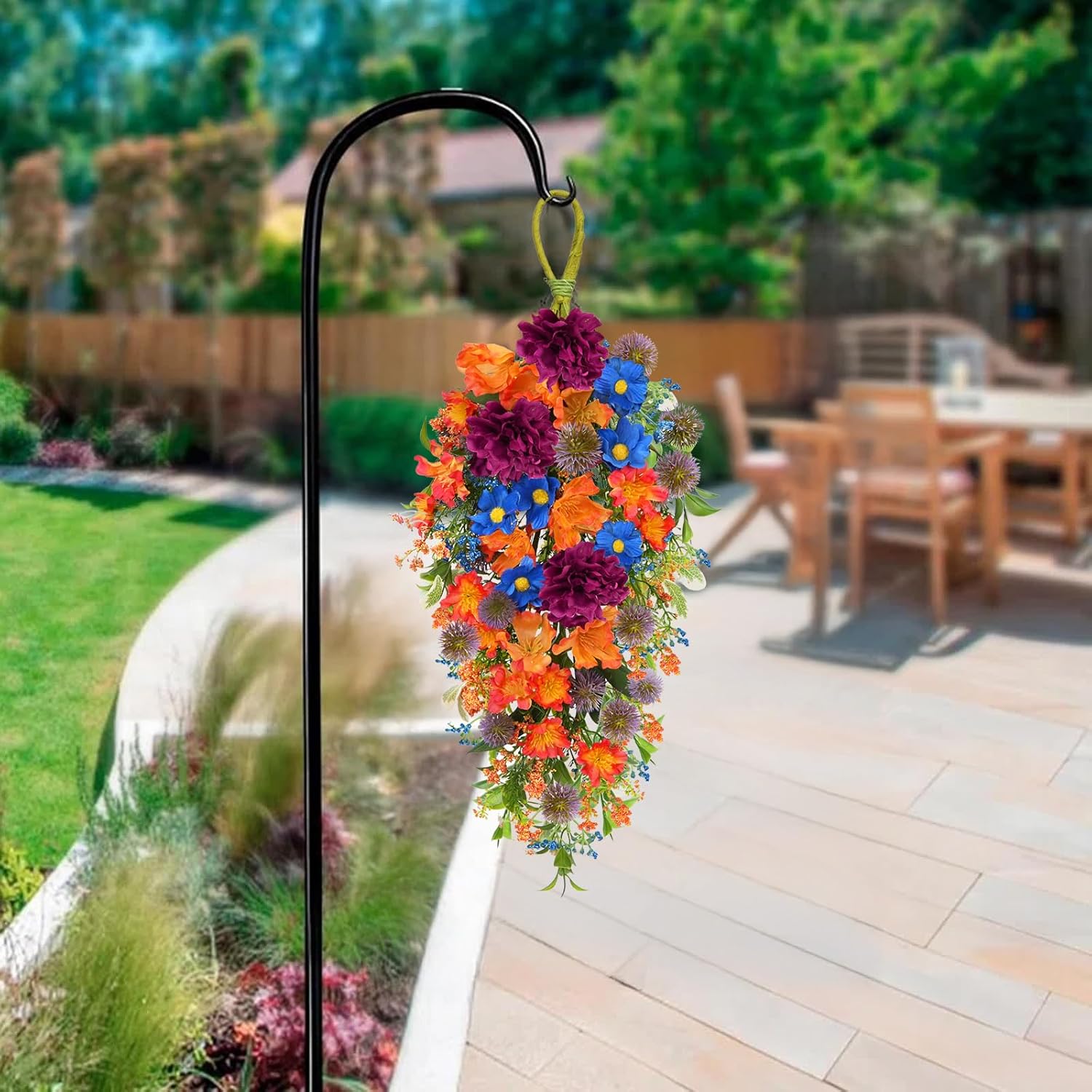 217 Inch Artificial Daisy Hydrangea Hanging Flower Basket