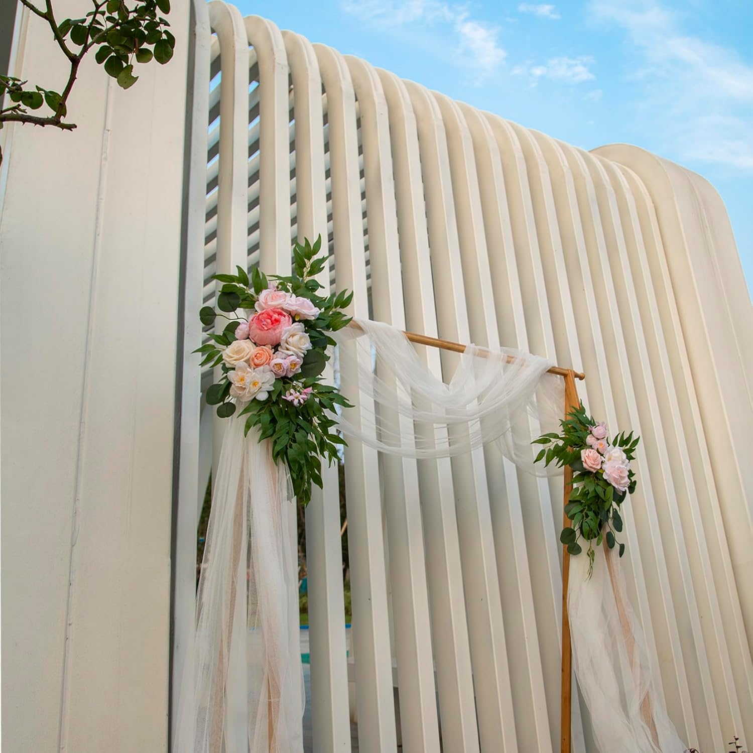 AitnWoy Artificial Wedding Arch Flowers Kit 2PCS Pink