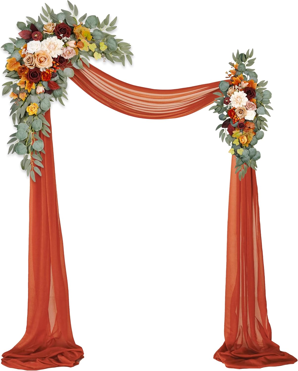 Wedding Arch Flowers Kit with Sheer Drape and Zip Ties