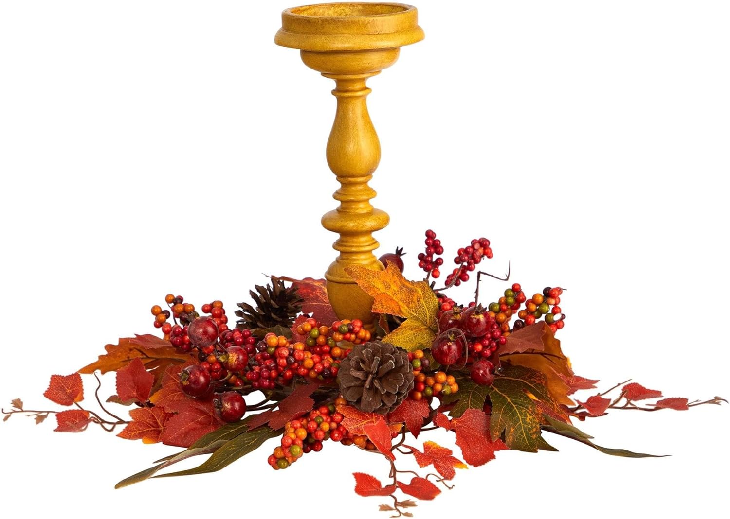 Nearly Natural 15in Harvest Fall Artificial Candelabrum Arrangement