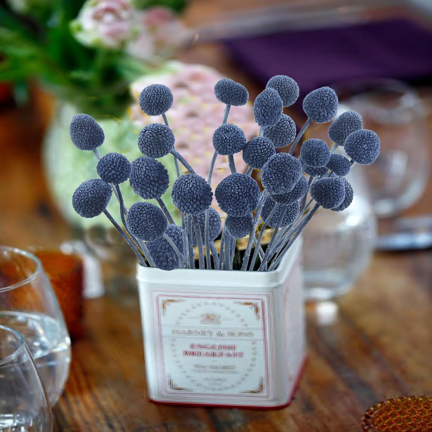CISDUEO 20 Pcs Dried Billy Balls Blue Flowers Bouquet Decor