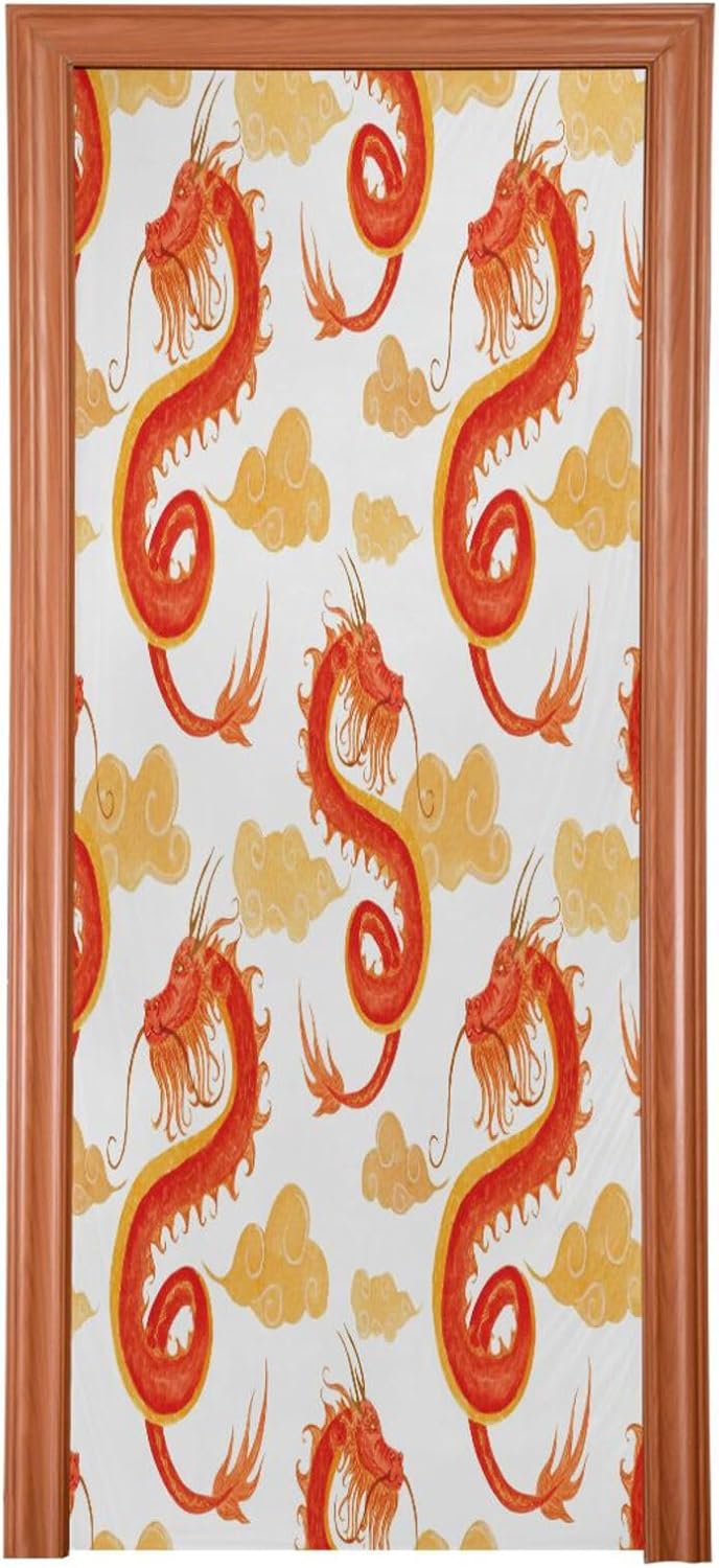 Susiyo Red Chinese Dragon Halloween Door Cover