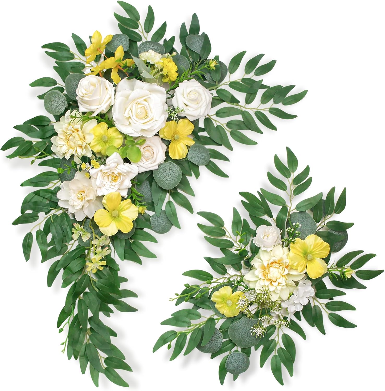 Pack of 2 Yellow Artificial Wedding Arch Flowers Reusable Decorations