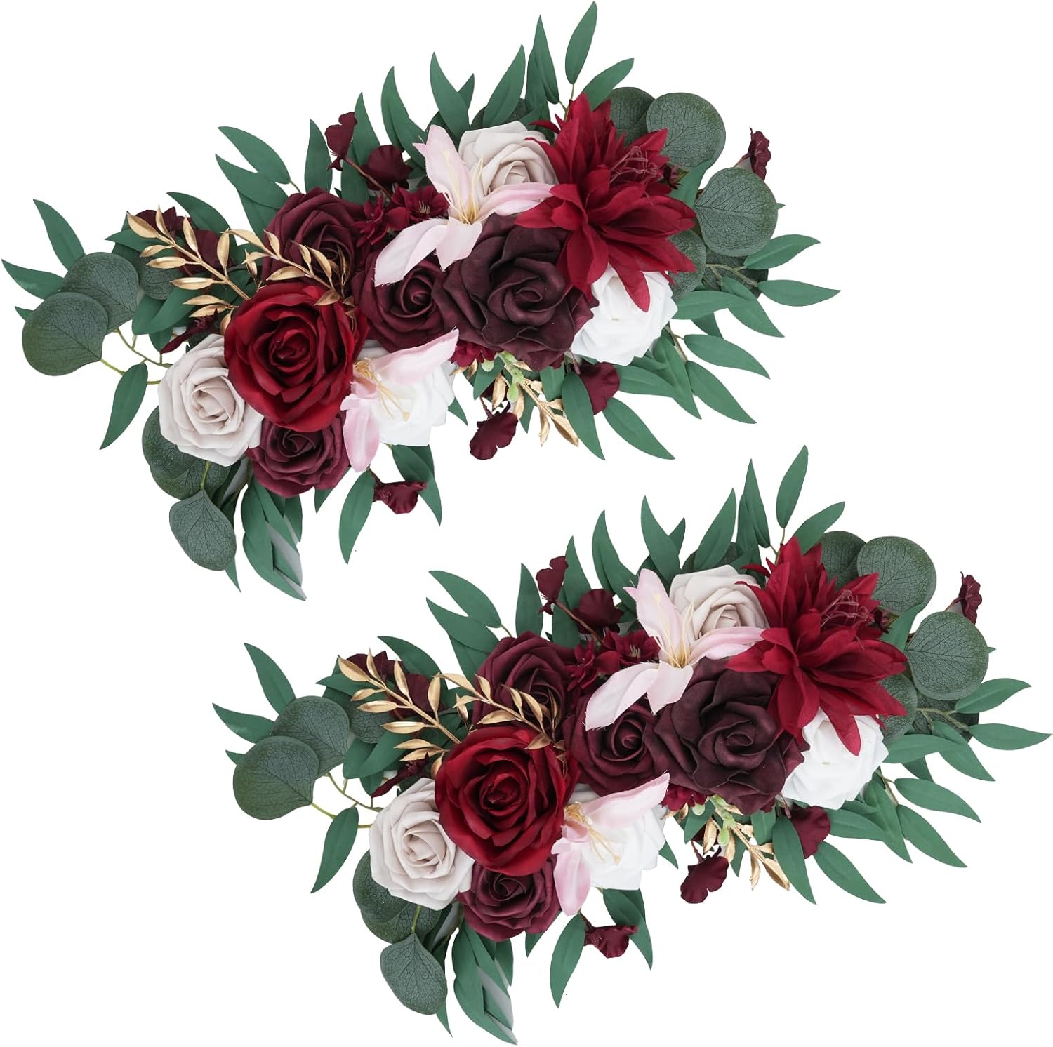 2PCS Red Artificial Rose Garland Wedding Decor
