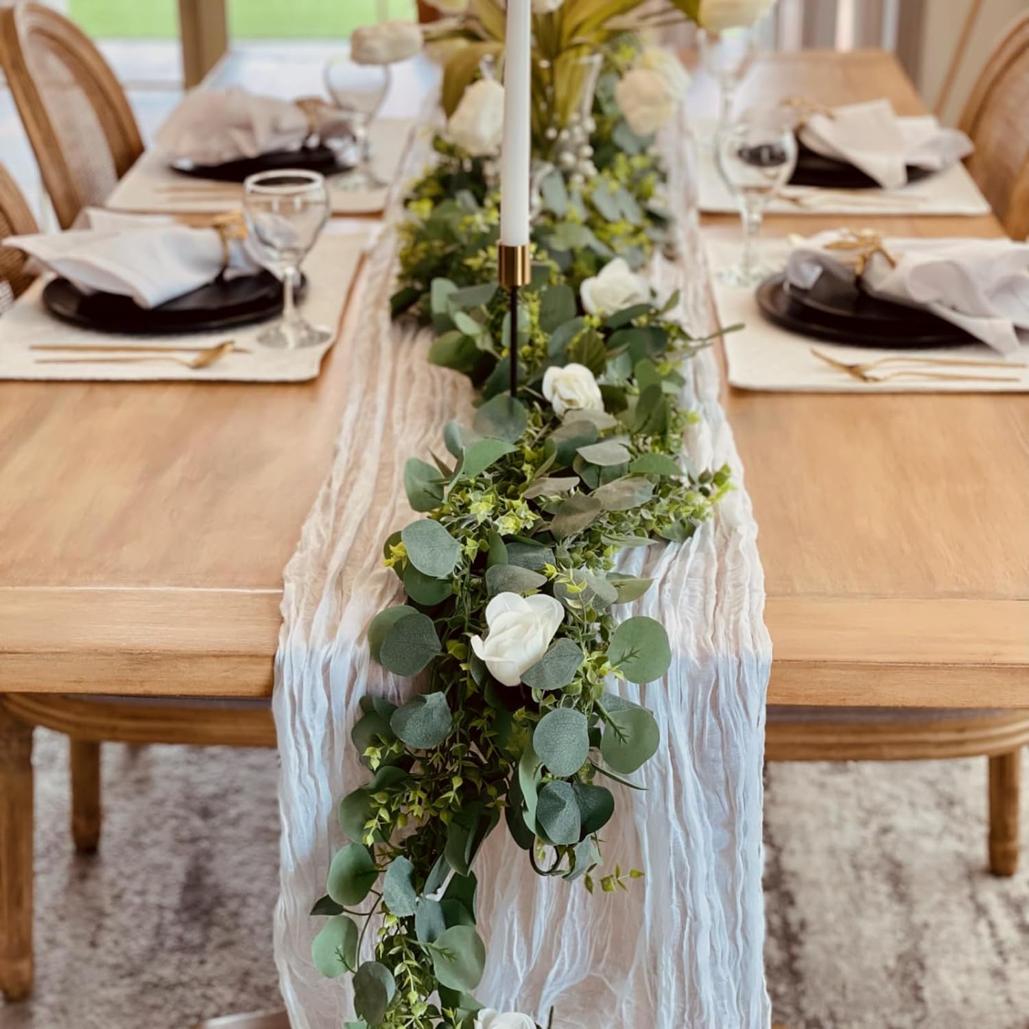Cqure 3Pcs Eucalyptus Garland for Wedding Bedroom Fireplace Decor