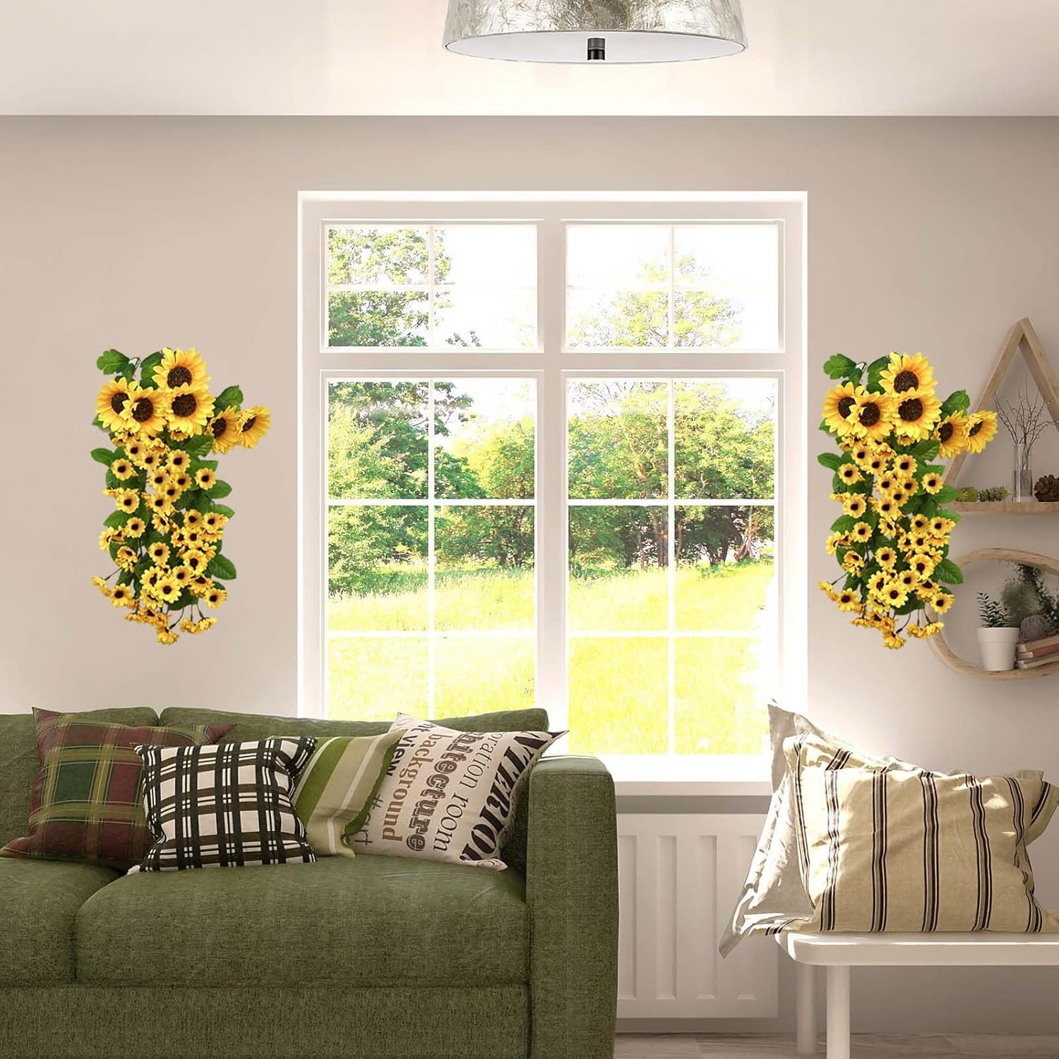 Daily Treasures 2PCS Artificial Hanging Yellow Sunflowers