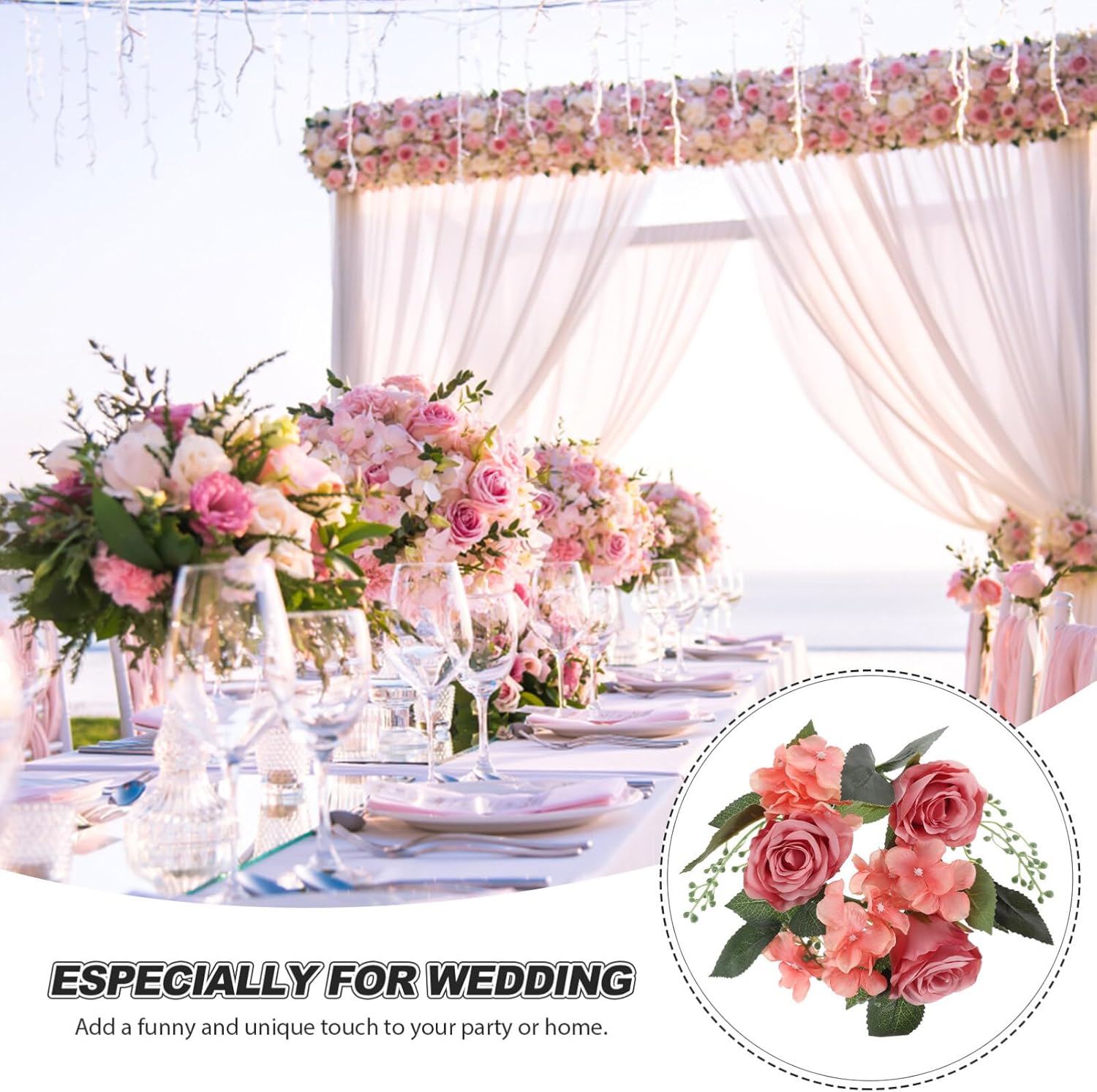 PRETYZOOM 3PCS Artificial Rose Candle Wreaths