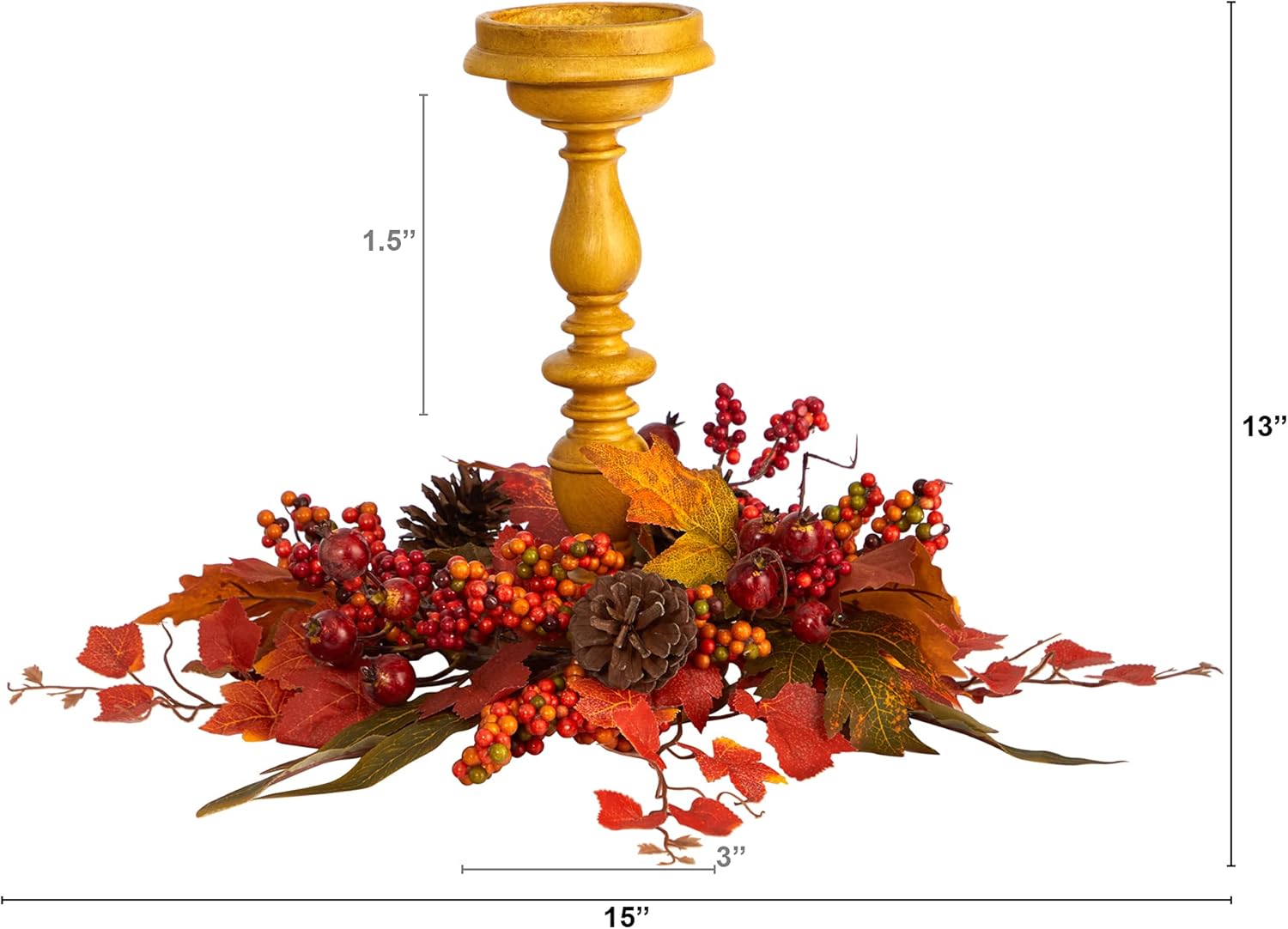 Nearly Natural 15in Harvest Fall Artificial Candelabrum Arrangement