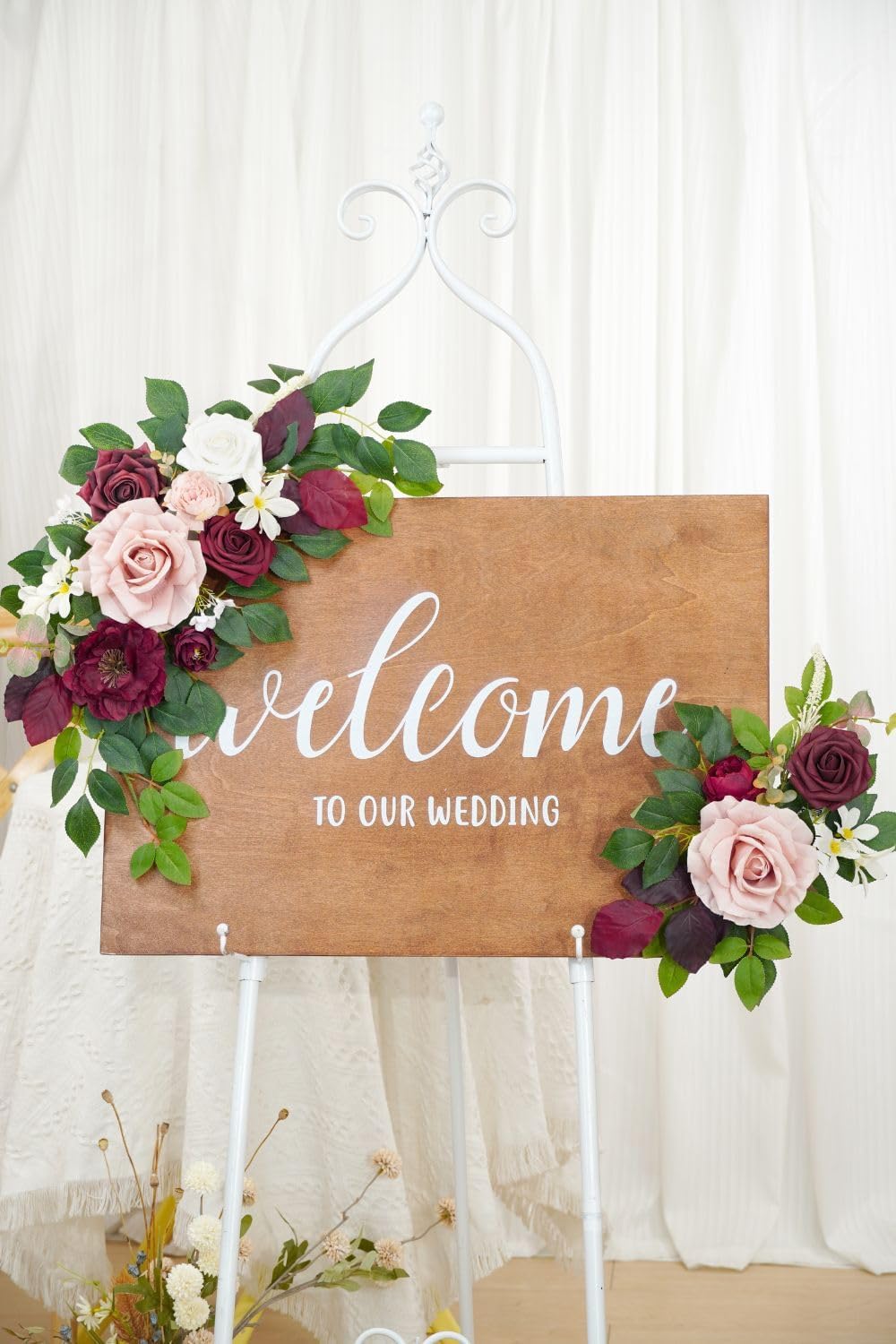 Piklado Wedding Decor Welcome Sign Flower Backdrop Garland 1