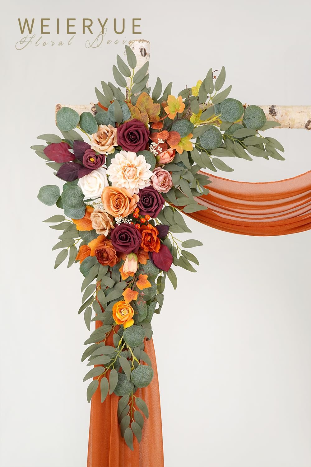 Wedding Arch Flowers Kit with Sheer Drape and Zip Ties