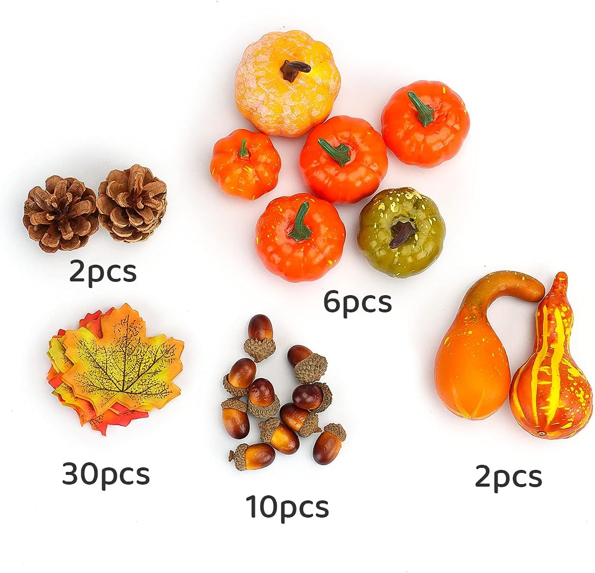 50 Piece Halloween Artificial Pumpkin Decor Set
