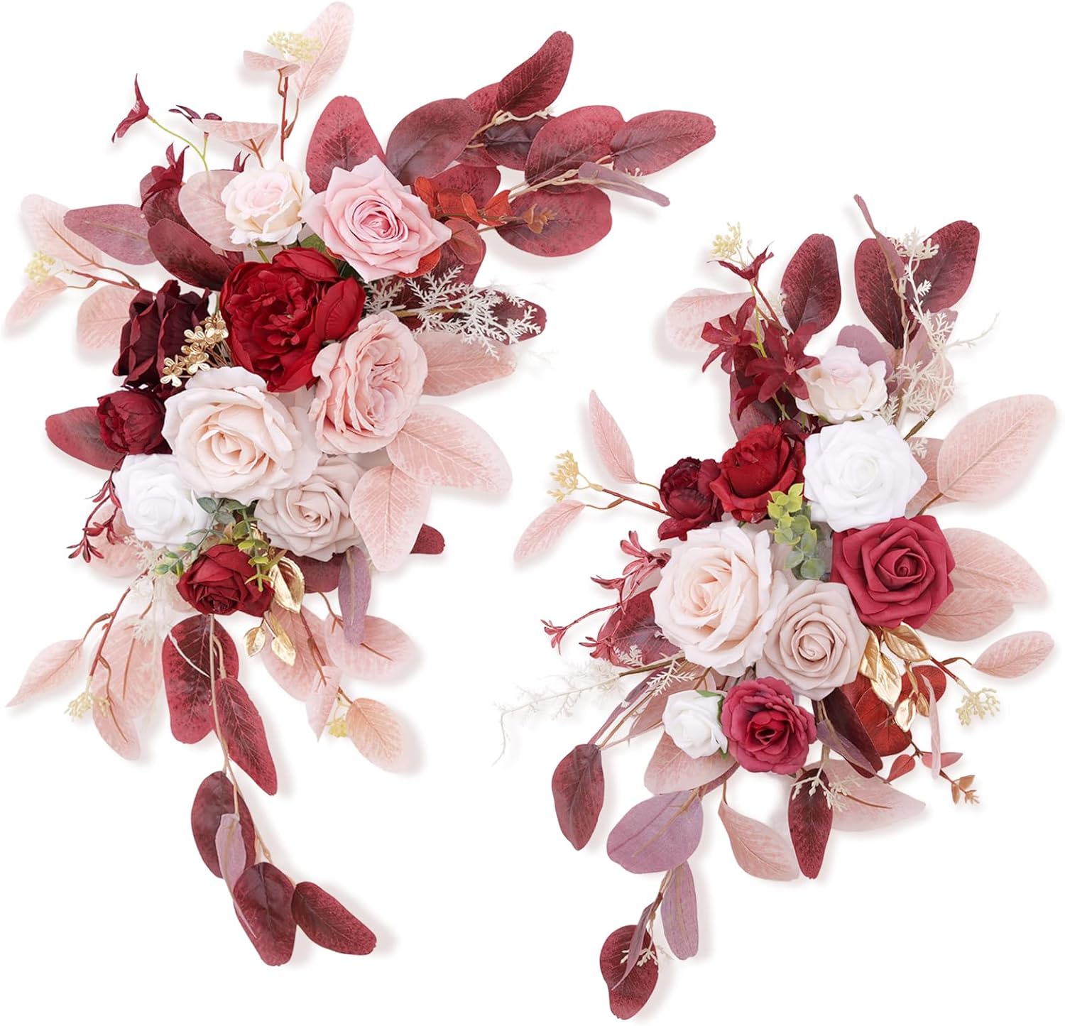 Odouzy Pack of 2 Reusable Red Artificial Wedding Arch Flowers