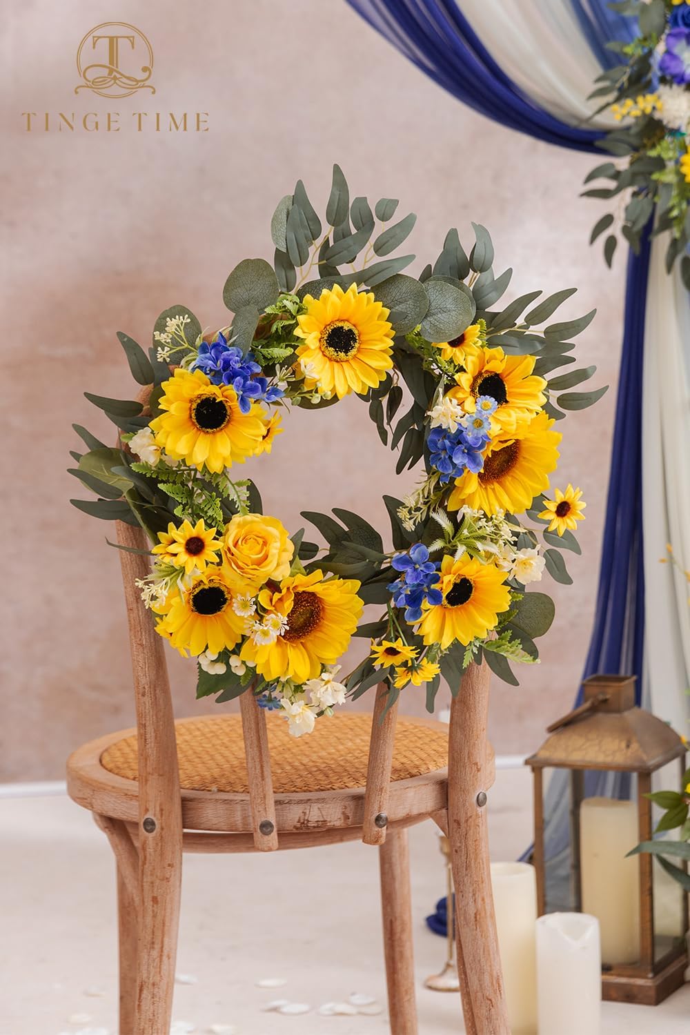 TINGE TIME Artificial Flowers Candle Rings 15 Inch
