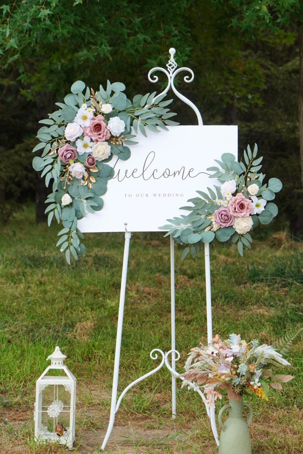 Muhanjia Wedding Sign Faux Flower Swag Pack of 2 1