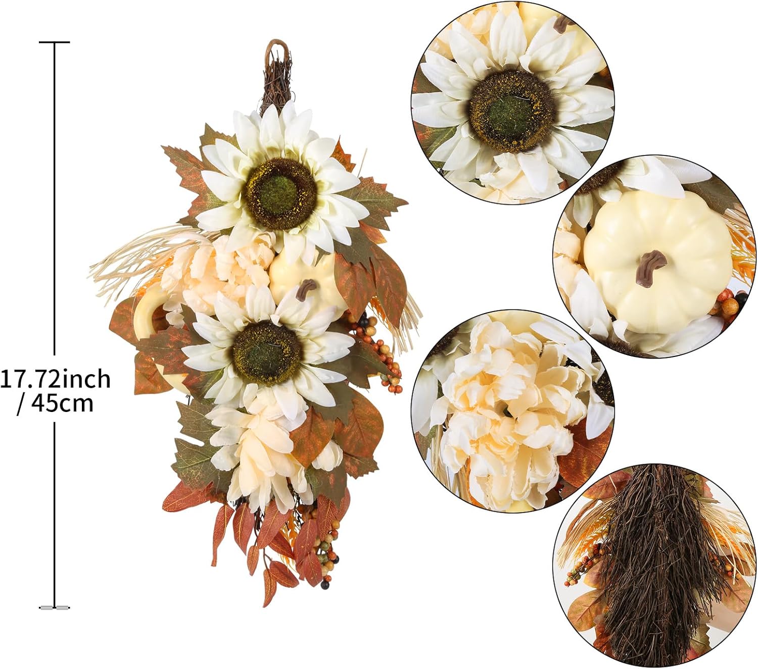 INSUNSIX 2PCS Artificial Fall Teardrop Garland