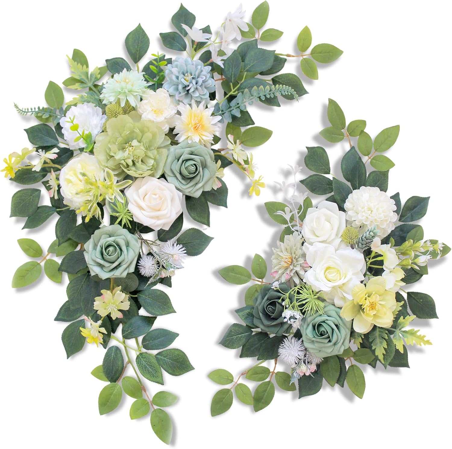 Pack of 2 Artificial Wedding Arches with Silk Flowers and Zipper Ties