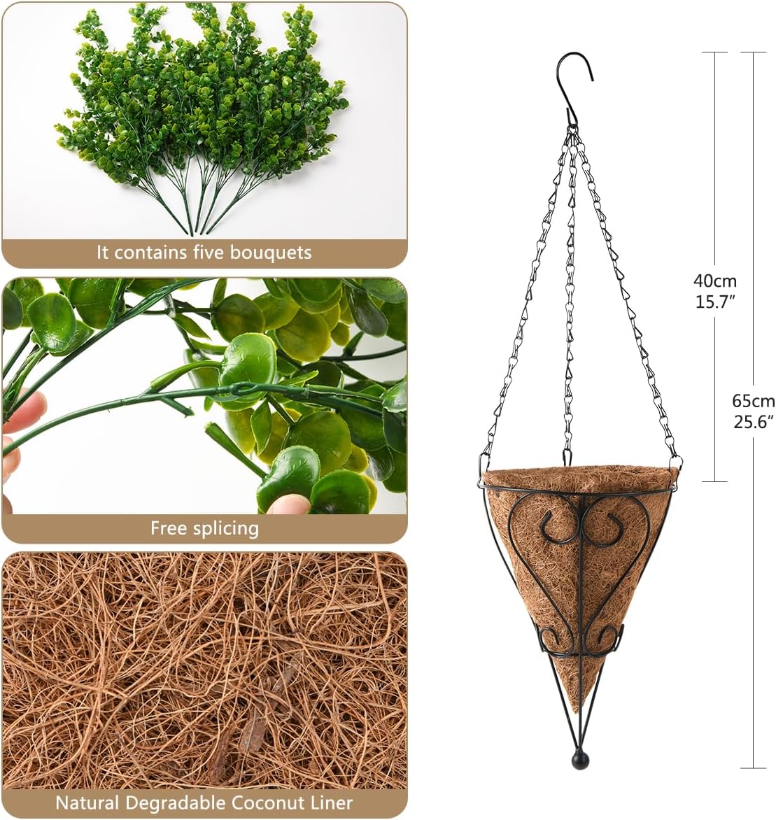 ZFProcess Artificial Hanging Plants Basket for Outdoor Decoration