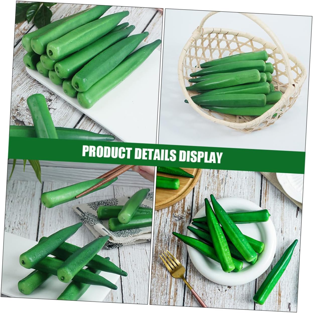 Vaguelly Realistic Fake Okra Artificial Vegetable Set
