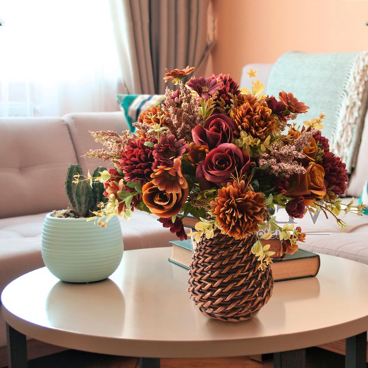 INQCMY Artificial Flowers with Vase for Decor