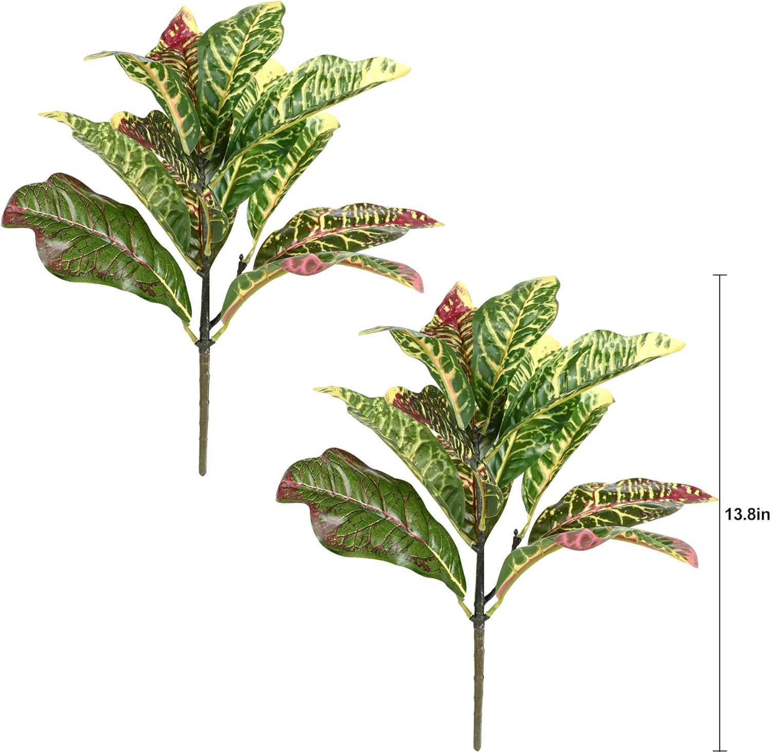 Artificial Croton Plant Leaf Branches 2 Pack