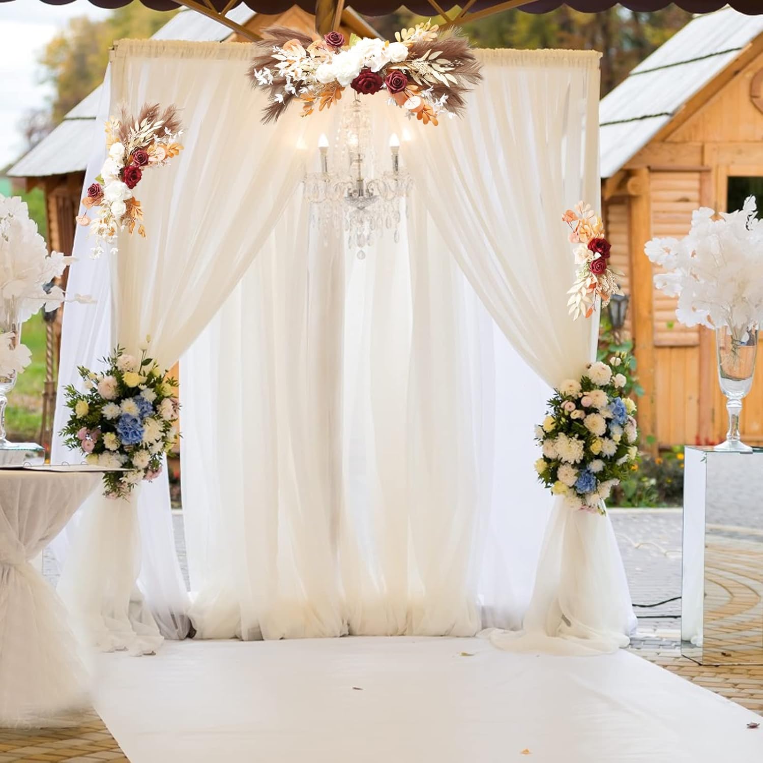 Zhdoka 35 Inch Pampas Flower Arch Wedding Decor